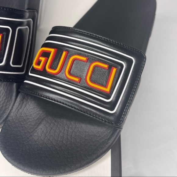 Gucci leather black slippers mens size US 6( Gucci size 6, women size US 8) new - Picture 5 of 16